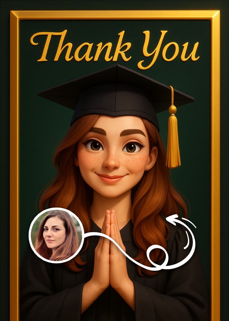 Emerald achievements - graduation thank you card